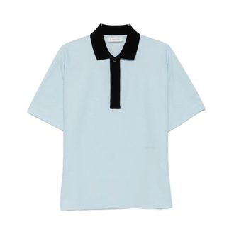 Lanvin Polo Shirts, male, Blue, Size: XL Contrast Collar Short Sleeve Polo