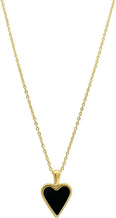 Adornia Water Resistant Enamel Heart Necklace in Black at Nordstrom Rack