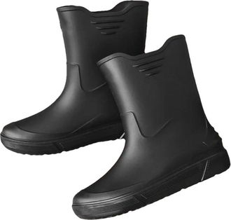Generic Mens Mid-Calf Rain Boots Non-Slip Wear-Resistant Rain Shoes Waterproof Water Shoes