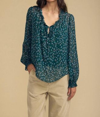 Velvet Mara Ruffle Neckline Blouse In Bluegrass
