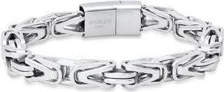 HMY Jewelry Mens Stainless Steel Byzantine Chain Bracelet in Silver at Nordstrom Rack