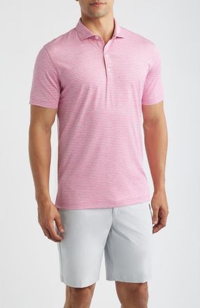 Johnnie-O Michael Stripe Performance Golf Polo in Punch at Nordstrom, Size Xx-Large