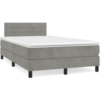 vidaXL Vidaxl - Cama Box Spring Con Colch&oacute;n Terciopelo Gris Claro 120x190 Cm