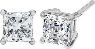 House of Brilliance 14K White Gold 1/2 Ct Princess Lab Grown Diamond Solitaire Stud Earrings at Nordstrom