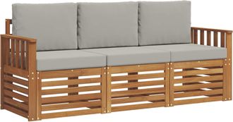 vidaXL Juegos De Sof&aacute;s 3 Uds. Gris Natural Y Claro Vidaxl
