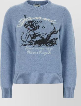 Ganni wool-blend crew-neck sweater