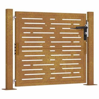 Berkfield Home Garden Gate 105x80 cm Corten Steel Square Design in Brown
