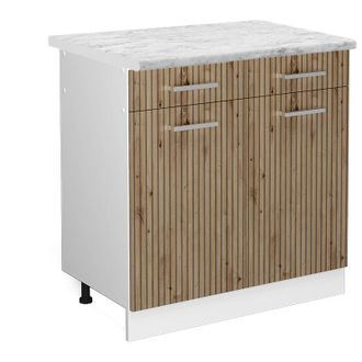 Vicco Mobiletto base per cucina R-Line, Rovere artigianale, 80 cm, pl Marmo