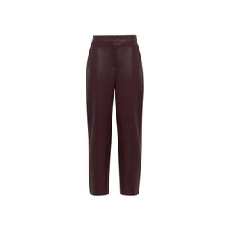 Alpha Studio Straight Trousers, female, Brown, Size: L Straight Faux-Leather Trousers