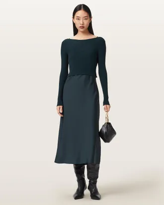 AllSaints Hera 2-in-1 Midi Dress