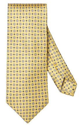 Eton Yellow Floral Print Silk Twill Tie in Light Yellow at Nordstrom