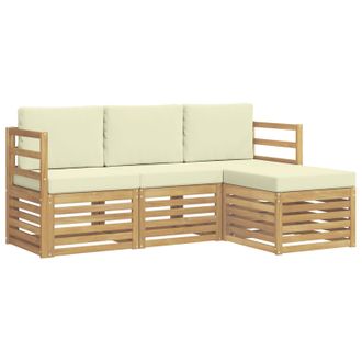 vidaXL Conjunto De Sof&aacute;s De Exterior 4 Pcs Blanco Y Crema Vidaxl