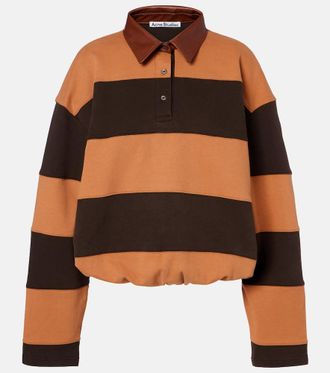 Acne Studios Folio striped cotton fleece polo sweatshirt