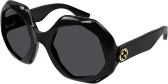 Gucci GG1242S001 Geometric Full Rim Sunglasses - Black