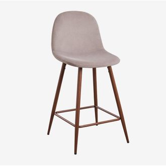 Sklum Sklum - Sgabello alto Glamm in velluto Grigio Talpa Legno scuro