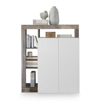 Vente-Unique Vente-unique - Credenza 2 Ante Linea Frame In Bianco Lucido E Pero