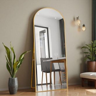OEM Espejo De Pie - Arco Dorado 180x80cm - Cristal Plateado - Estructura De Metal Reforzada - Dise&ntilde;o Contempor&aacute;neo