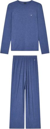 Emporio Armani Wool and Lyocell Blend Pyjama - Dames - Pyjama - Blauw - L - Wol - Nachtkleding