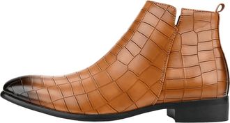 Generic Mens Chelsea Boots, PU Casual Ankle Boots, Side Zipper Dress Shoes,Brown,11.5 UK