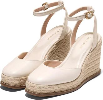 Cole Haan Womens Cole Haan Cloudfeel Kyra Pumps Ivory Leather Wedge Espadrille ZAP1141