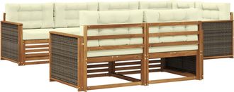vidaXL Conjunto De Sof&aacute;s De Exterior 7 Uds. Natural Y Crema Vidaxl