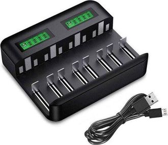OEM Cargador Universal De Bater&iacute;as Con Pantalla Lcd, Cargador Universal Para Bater&iacute;as Recargables Nimh Aa/lr6, Aaa/lr3, C/r14, D/r20 Con Entrada Micro Usb