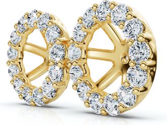 Pompeii3 7/8Ct Diamond Earring Jacket 14k Gold Fits 6-6.5mm round stone Lab Grown