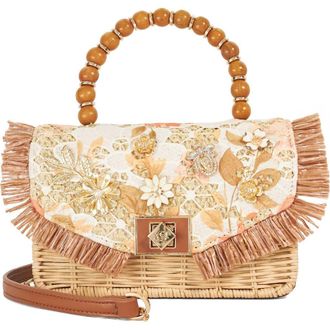 Dune London Blooms Raffia Bag in Orange at Nordstrom