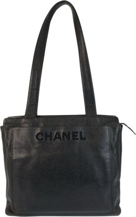 Chanel Black Leather Shoulder Bag Tote Bag (Pre-Owned)