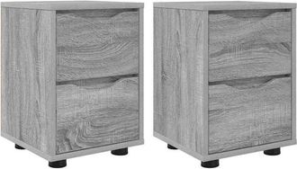 vidaXL Mesas De Noche Con Caj&oacute;n 2 Pcs Gris Sonoma 30,5 X 30 X 43 Cm Vidaxl