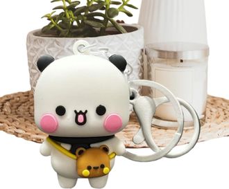Generic Bear Keychain - Funny Cartoon Couple Bear Panda Doll Key Charm | 5cm Cute Animal Figure Key Accessories Ideal for Boys Girls Bag Purse Backpack Decor,