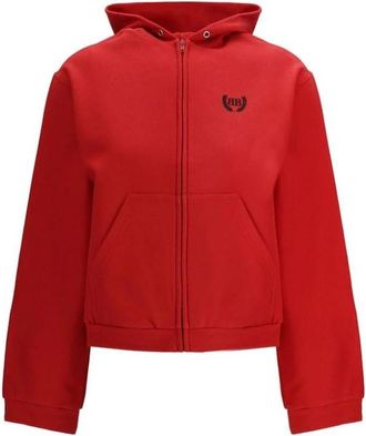 Balenciaga Cotton Graphic Sweatshirt - Dames - Vesten met rits - Rood - M - Katoen - Hoodies & sweatvesten