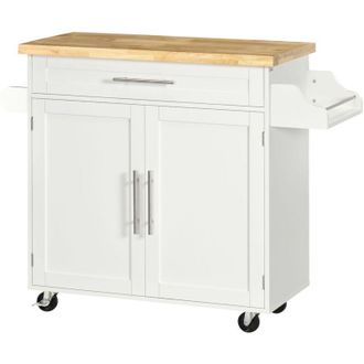 HOMCOM Carrellino Cucina con Cassetto e Armadietto color Legno e Grigio - Homcom