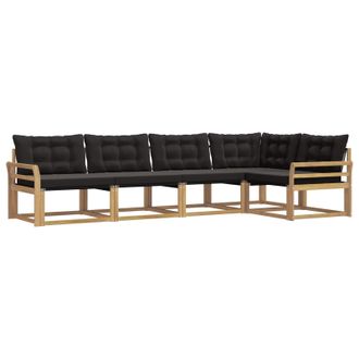vidaXL Conjunto De Sof&aacute;s De Exterior Con Coj&iacute;n 5 Pcs Blanco Y Negro Vidaxl