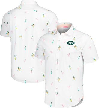 Tommy Bahama Mens Tommy Bahama White New York Jets Nova Wave Flocktail Button-Up Shirt at Nordstrom, Size Xx-Large