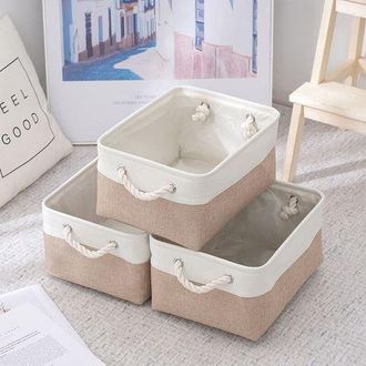 OEM Cajas De Almacenamiento Plegables, Contenedores De Tela C&uacute;bicos, Cestas De Almacenamiento Familiares, Asas De Cuerda Para Dormitorio, Sala De Estar, R