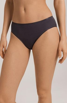 Hanro Seamless Cotton High Cut Briefs in Black Pearl at Nordstrom, Size X-Large