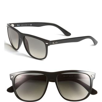 Ray-Ban Boyfriend Flat Top Frame 56mm Sunglasses in Blk Grad at Nordstrom Rack