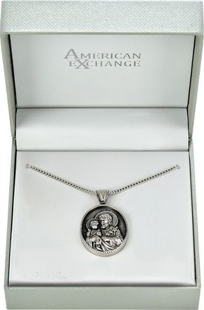 American Exchange Mens Stainless Steel St. Joseph Pendant Necklace in Silver at Nordstrom Rack
