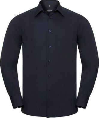 Russell Athletic Russell Collection Heren Polycotton Easy-Care Formeel Overhemd met Lange Mouwen (Franse marine)