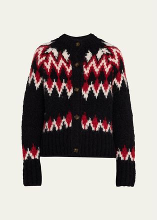 Veronica Beard Christina Fair Isle-Inspired Cardigan