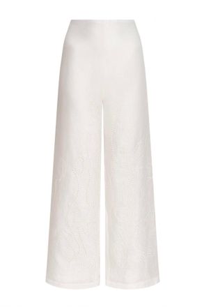 Andres Otalora Womens Sue&ntilde;o Botanico Embroidered Linen Wide Leg Pants In Off White
