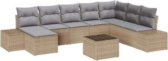 vidaXL Garden Sofa Set 8 pcs Beige and Light grey Poly Rattan vidaXL