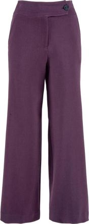 Nenette Wijde broek van dubbel cr&ecirc;pe - Dames - Wijde Broeken - Paars - S - Polyester - Broeken
