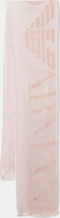 Emporio Armani Pink Eagle Logo Velvet And Modal Scarf