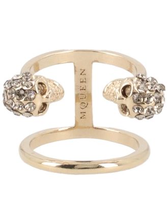 Alexander McQueen Pale Gold Skull Ring