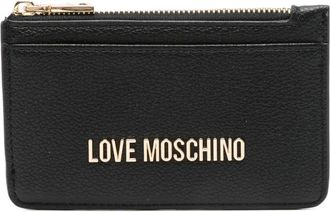Love Moschino Portacarte con zip e logo - Nero