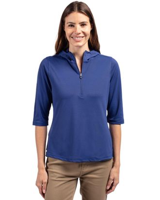 Cutter & Buck Virtue Eco Pique Recycled Half Zip Pullover Womens Hoodie Jacket