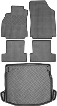 OEM Renault Megane Iv Hatchback / Sed&aacute;n / Familiar A Partir De 2014 Set - Alfombrillas De Goma Para Coche + Alfombrilla Para Maletero