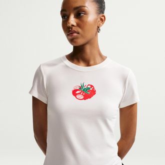 Nike Womens Nike Sportswear Chill Knit Slim Mod-Cropped T-Shirt in White | IO3531-133